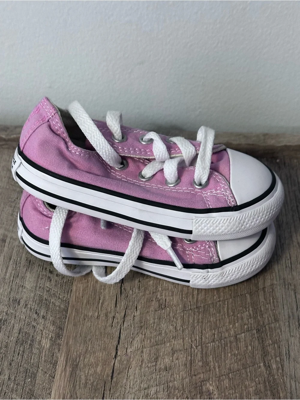 Converse Pink Canvas Kids Lace-Up Sneakers with White Toe